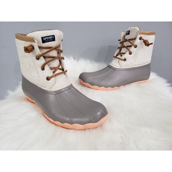 Sperry Other - NEW WITHOUT BOX SIZE 6 WOMENS SPERRY PORT DUCK BOOT PINK GRAY WATERPROOF